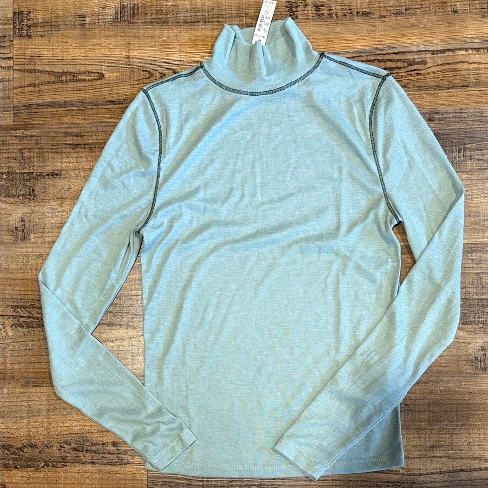 Madewell Light teal Long Sleeve Turtleneck Top